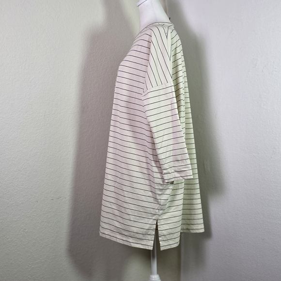 COS Oversized Striped Tunic Sweater Dress Beige Black Cotton Linen Blend Size S - Picture 4 of 12